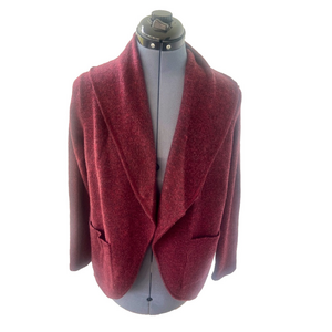ANN TAYLOR LOFT Sz M Petite Burgundy Shawl Collar Cardigan Sweater